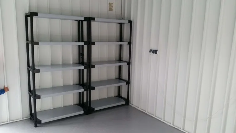 Garage organization plan using shelving units