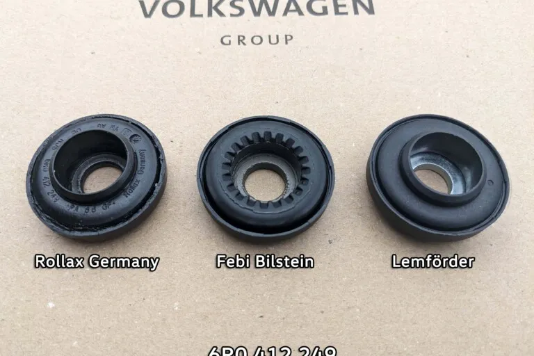 VW Polo 6R shock absorber bearings comparison: Genuine VW/Rollax 6R0412249 vs Febi vs Lemforder