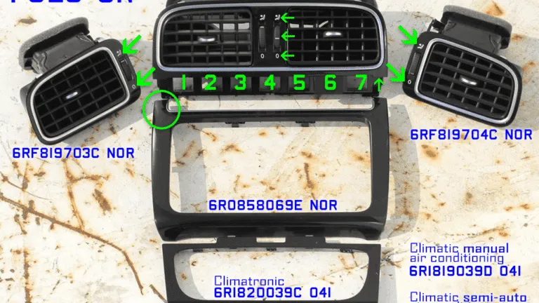 Polo 6R0/6RU/6C0 Piano Black Lacquer Interior — Glossy Black Dashboard Vents + Radio Frame + Rack Center Console Panel Frame