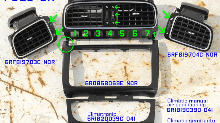 Polo 6R0/6RU/6C0 Piano Black Lacquer Interior — Glossy Black Dashboard Vents + Radio Frame + Rack Center Console Panel Frame