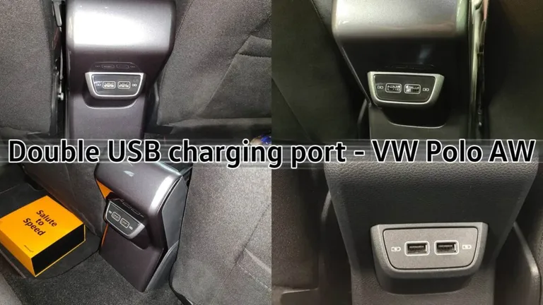 Polo AW 2019+ double USB 2.0 charging port in Polo 6R armrest — teaser 1 (measurements)