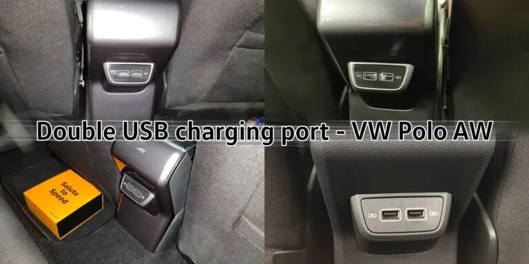 Polo AW 2019+ double USB 2.0 charging port in Polo 6R armrest — teaser 1 (measurements)
