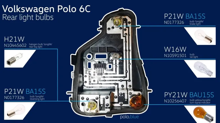 Rear light bulbs in Polo 6C